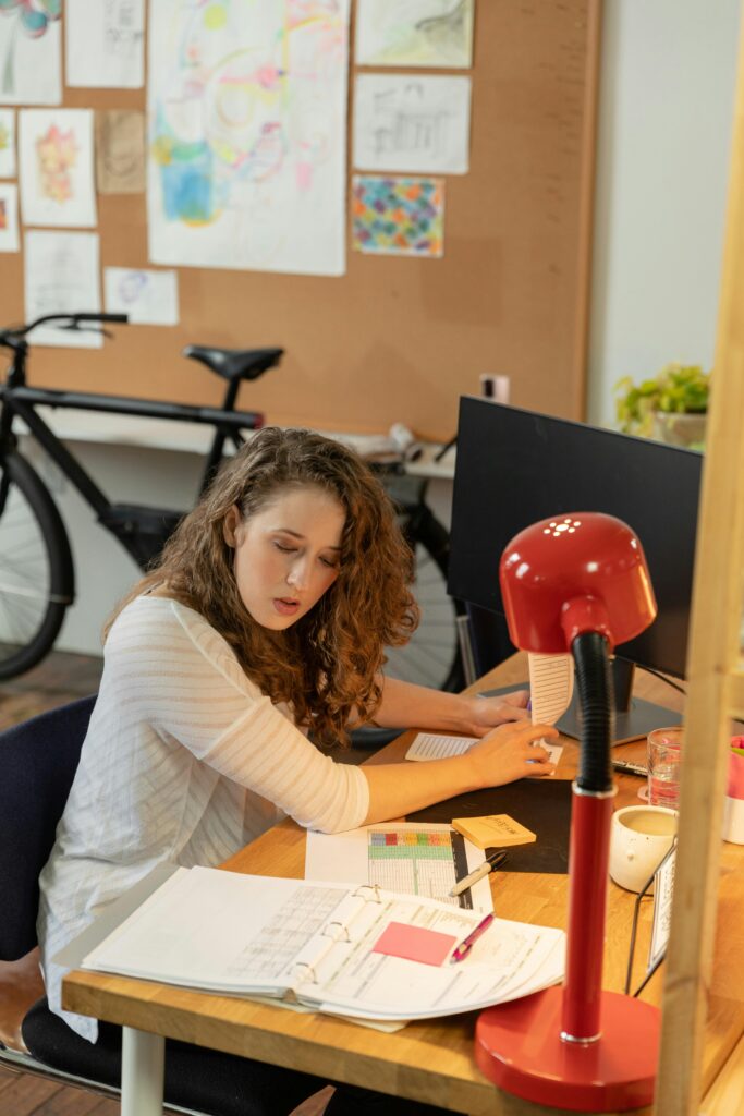 scrappy entrepreneur working at desk